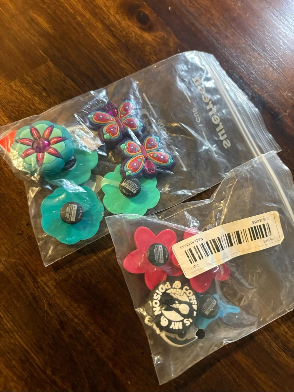 CROCS Flower Jibbitz Charms in Teal, Pink, Purple
